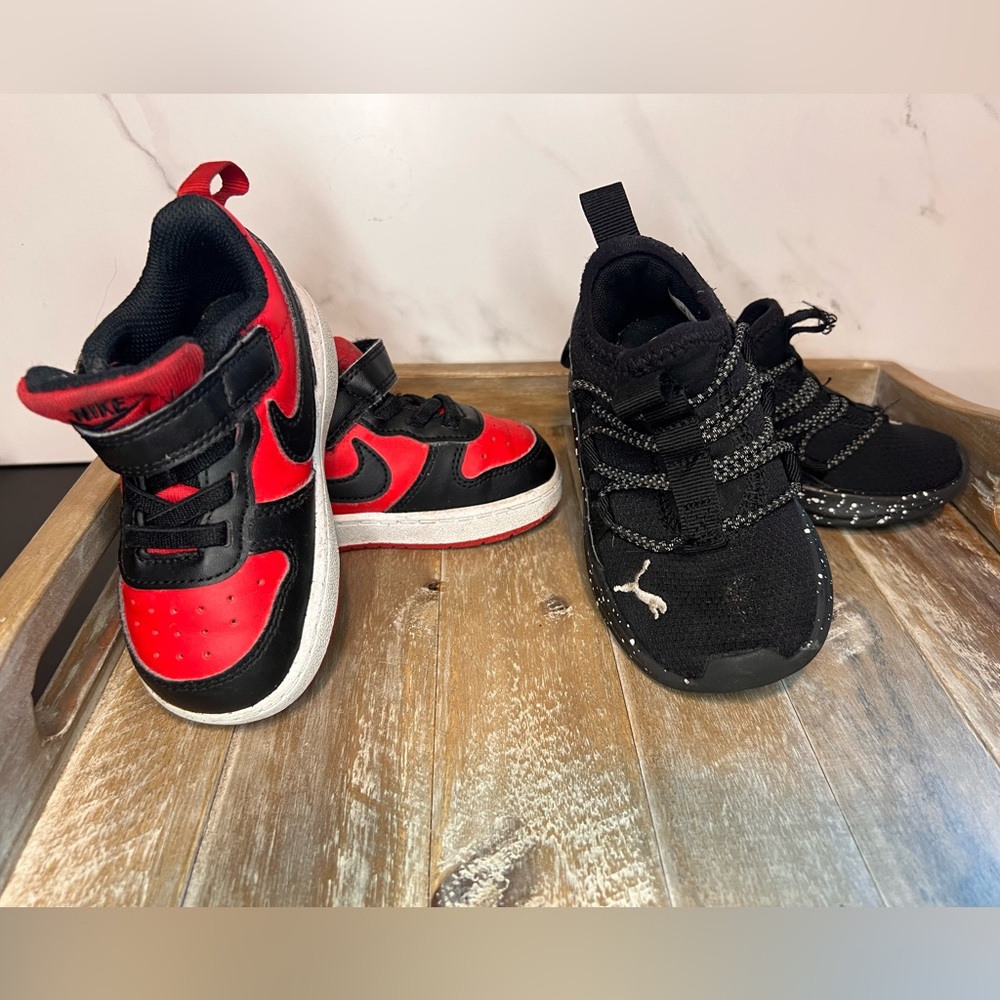Nike and Puma Kids Red and Black Sneakers
